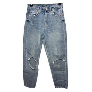 Wild Fable Women’s Jeans 0 Blue High Rise Distressed Tapered 5-Pocket Y2K Loops